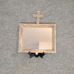 Vintage Framed Mirror with a cross detail at the‎ top